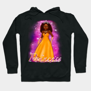 Black anime princess  ! black girl with Afro hair, green eyes, dark brown skin, pink background, Princess, Hair love ! Hoodie